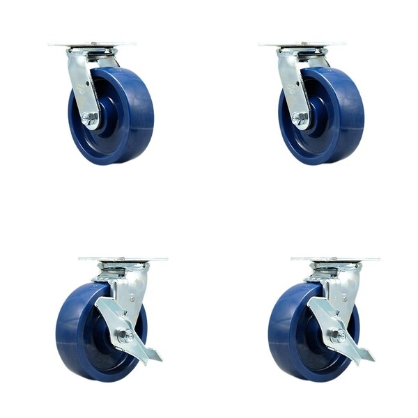 Tool Box Caster Wheel Set 6'' Solid Polyurethane Swivel Casters, 4PK
